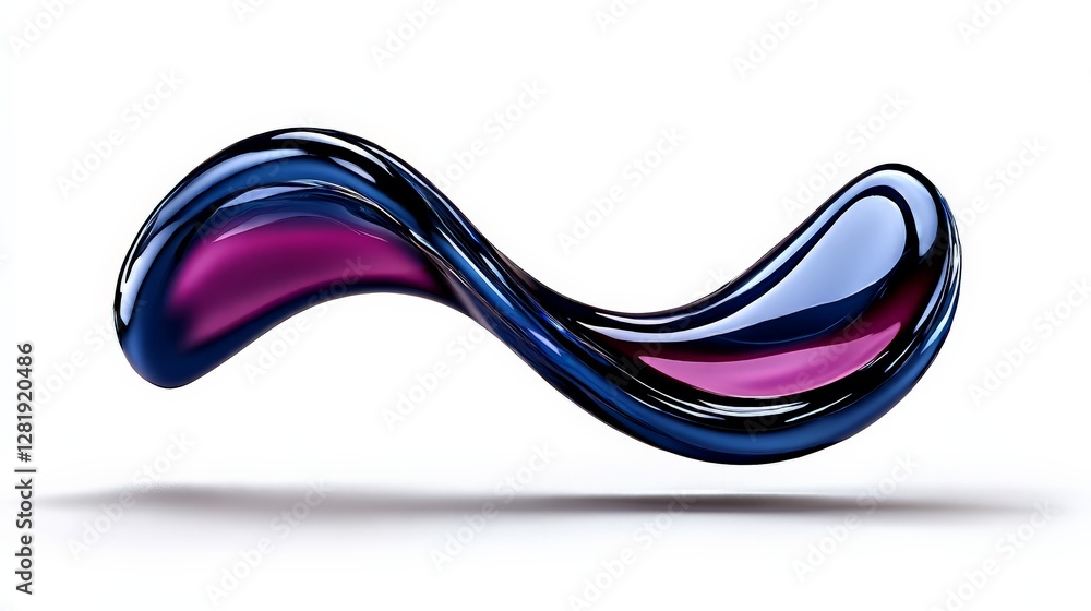 Poster elegant abstract flowing shape in blue and purple color scheme
