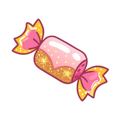 Pink and gold wrapped candy illustration