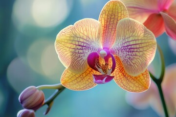 Vibrant Tropical Orchid Flower with Detailed Petals and Blurred Background for Nature Lovers