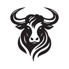 Cow head logo vector illustration silhouette in vector style with a white background
