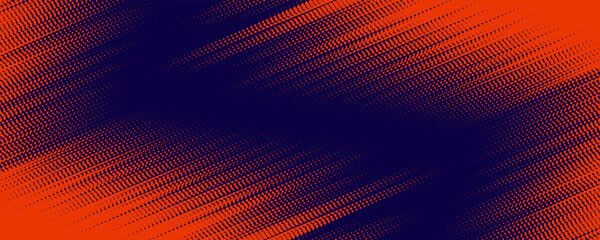 Abstract speed lines style orange color halftone banner design template. Vector.