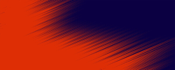 Abstract speed lines style orange color halftone banner design template. Vector.