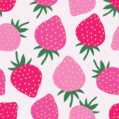 Vibrant pink strawberries pattern for fresh summer designs