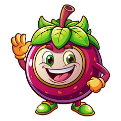 Cartoon mangosteen character with a fresh and lively look