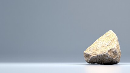Naklejka premium Solitary Yellow Rock Positioned on Minimalist Gray Surface