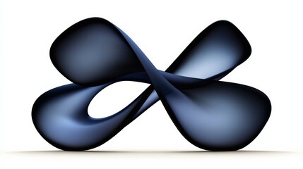 Abstract Sculpture Design with Fluid Curves in Black and Blue