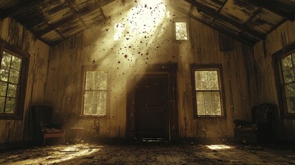 Sunlit Abandoned Barn, Dust Motes, Hope