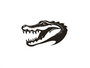 Stylized Alligator Head Roaring Open Jaws