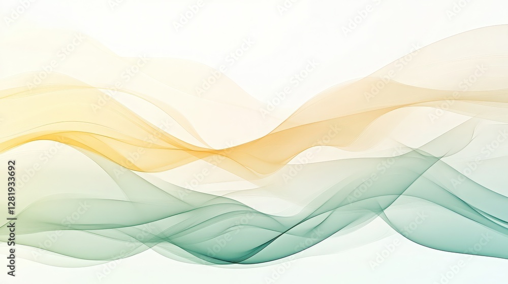 Poster abstract flowing lines. soft and smooth flowing lines in yellow, orange, and teal create a calming a