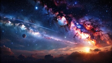 Fototapeta premium The exploding nebula. Dramatic view of outer space