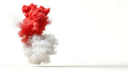 Vibrant Red and White Smoke Clouds on Neutral Background