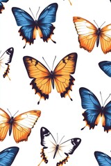 Colorful butterfly pattern suitable for wallpapers, fabric, and decorative items.