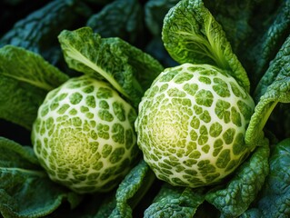 Obraz premium Fresh produce with green leaves on a dark background