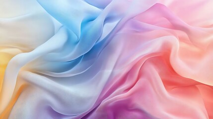 Fototapeta premium A beautifully blended fabric texture in pastel colors, featuring soft waves of silk that evoke a sense of calm and elegance.