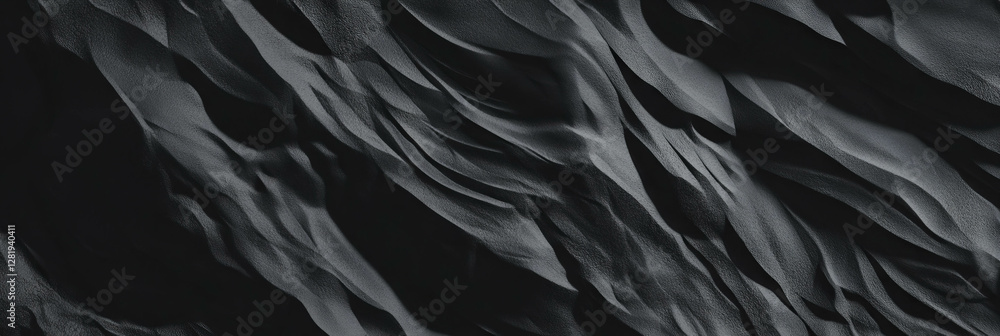 Poster abstract dark wave pattern on black textured wall for background or design