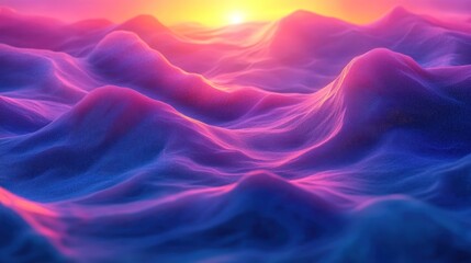 Sunset over surreal pink-blue landscape