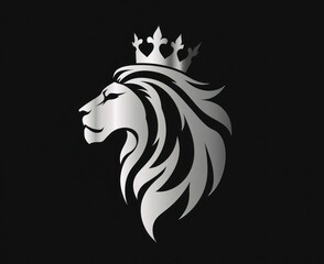 Fototapeta premium Majestic Silver Lion Profile Wearing a Crown