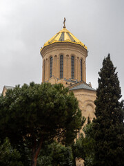 Holy Trinity Cathedral in Tbilisi. Parts of the building. Religious building. Georgian church. Beautiful architecture.