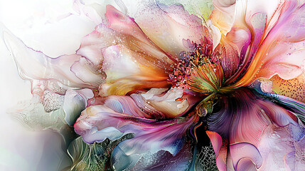 Dreamy Flower Landscape with Iridescent Colors