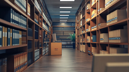 Obraz premium Corporate Archive Room with Vintage Files and Office Records