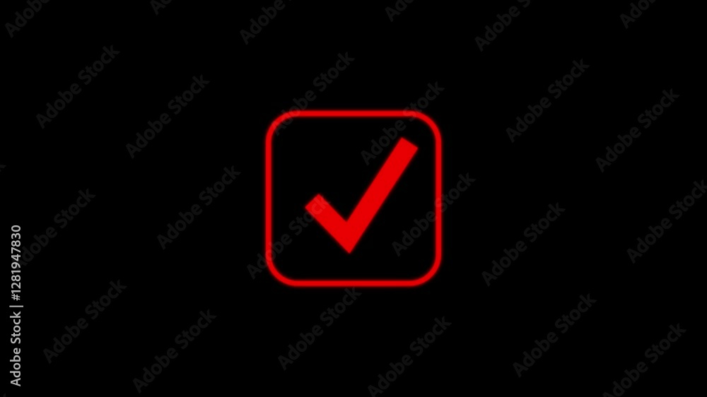 Aufkleber check mark sign animation in a rectangle box.check mark icon animation with rectangle frame.success 