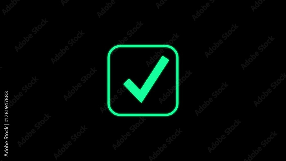 Aufkleber check mark sign animation in a rectangle box.check mark icon animation with rectangle frame.success 