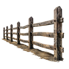 A wooden fence in a field with the gate open