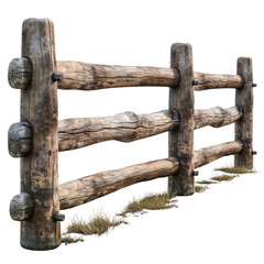 Naklejka premium Fence made of wood posts with barbed wire