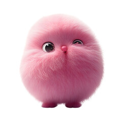 Fluffy 3D Cartoon Character Blowing Kisses Isolated on Transparent Background