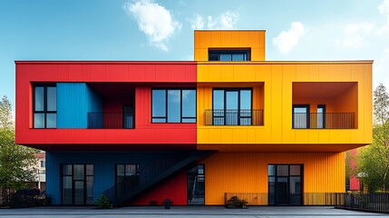 Colorful office building geometric shapes photo