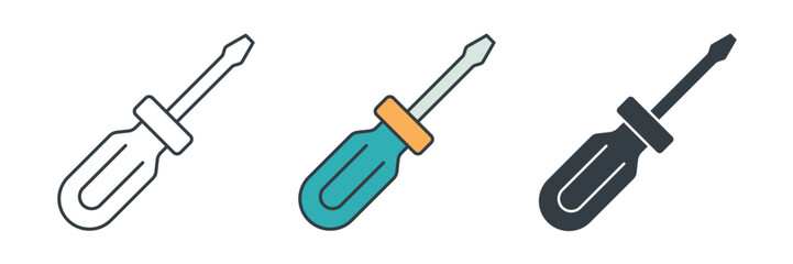 Screwdriver icon symbol vector illustration isolated on white background