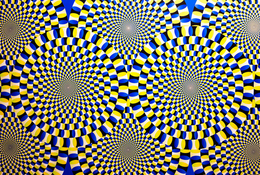 Optical illusion horizontal background. Abstract curves, geometric effect.