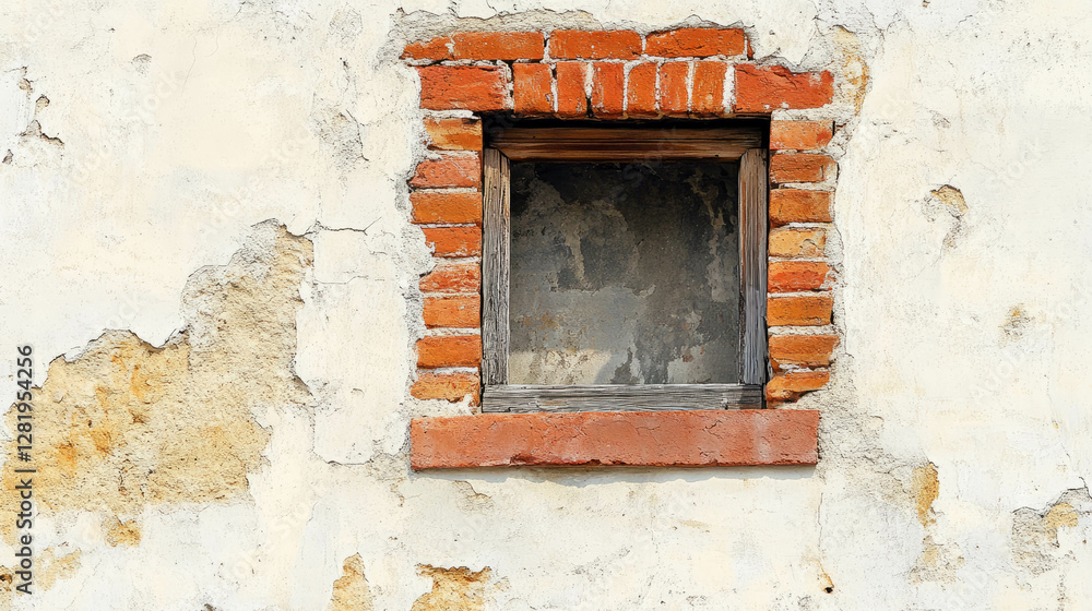 Poster rustic brick recessed wall texture with weathered frame for architectural design