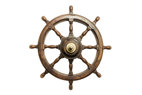 steering wheel of a ship isolated on transparent background.PNG