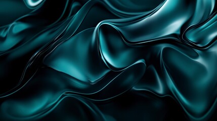 Obraz premium Dark abstract gradient with black and teal hues, softly glowing and blending, evoking a mysterious and futuristic mood