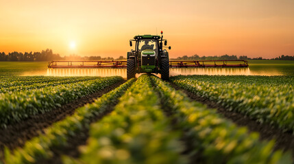 An agricultural tractor using technology in crop maintenance