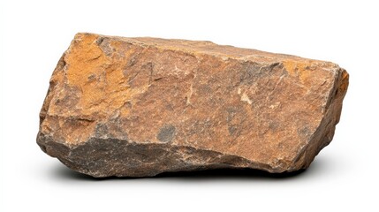Natural Rough Stone with Brown and Gray Texture on White Background