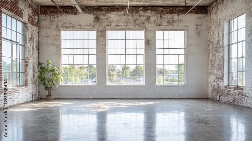 Poster this expansive room features high ceilings and large windows that flood the space with natural light