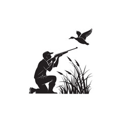  Duck hunting vector art illustration.