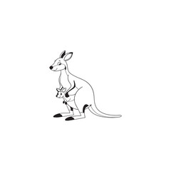 Kangaroo-mother-and-her-young-white-background vector art illustration.