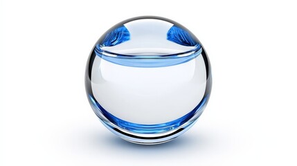 Glass Sphere with Blue Accent on Transparent Background