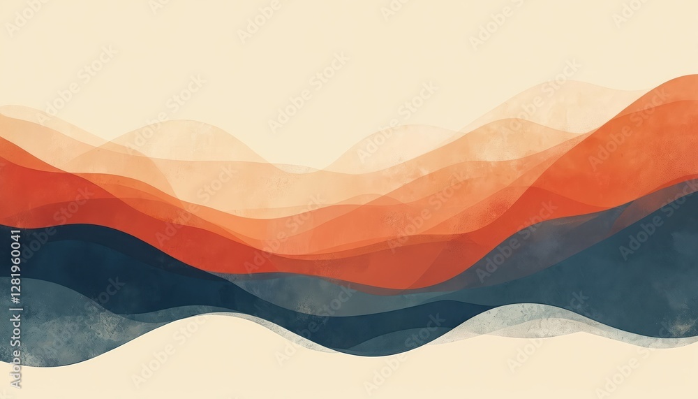 Poster minimalist abstract background with retro theme featuring muted colors, simple shapes. design subtle