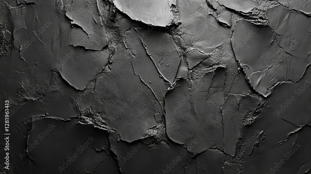 Poster rough dark clay wall texture with deep cracks for design and background concepts