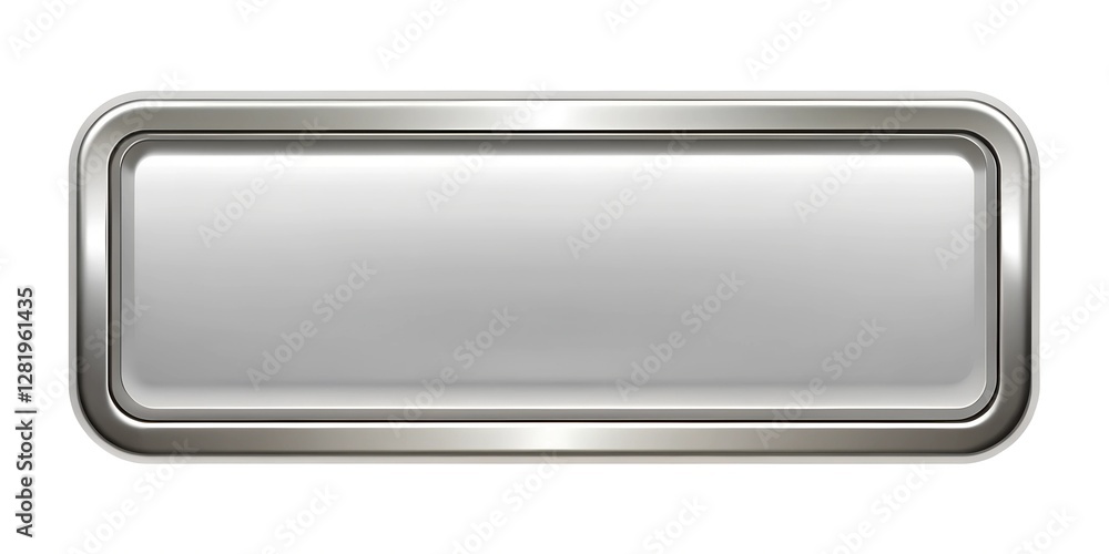 Wall mural a silver button with a white background. the button is shiny and metallic. it is a simple design wit