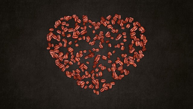 coffee beans heart shape on blackboard , coffee love seeds cafe and restaurant social media design element	