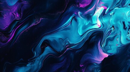 Deep and dark cosmic gradient with teal and purple hues, softly glowing and blurred to evoke a mysterious and futuristic ambiance