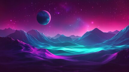 Deep cosmic gradient with glowing teal and purple hues, evoking a futuristic and mysterious ambiance