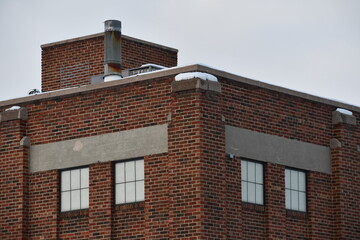 Old train depot. Red brick construction.