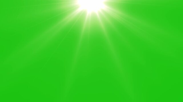 Sun rays on green screen from top view, beautiful white spotlight effects moving on top. Underwater sea scene, flash lights, bright light lens flare effect, chroma key, 4K resolution
