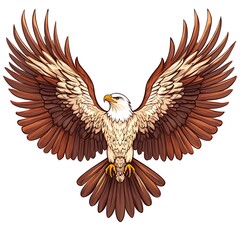Obraz premium Beautiful bald eagle illustration with wings wide open image